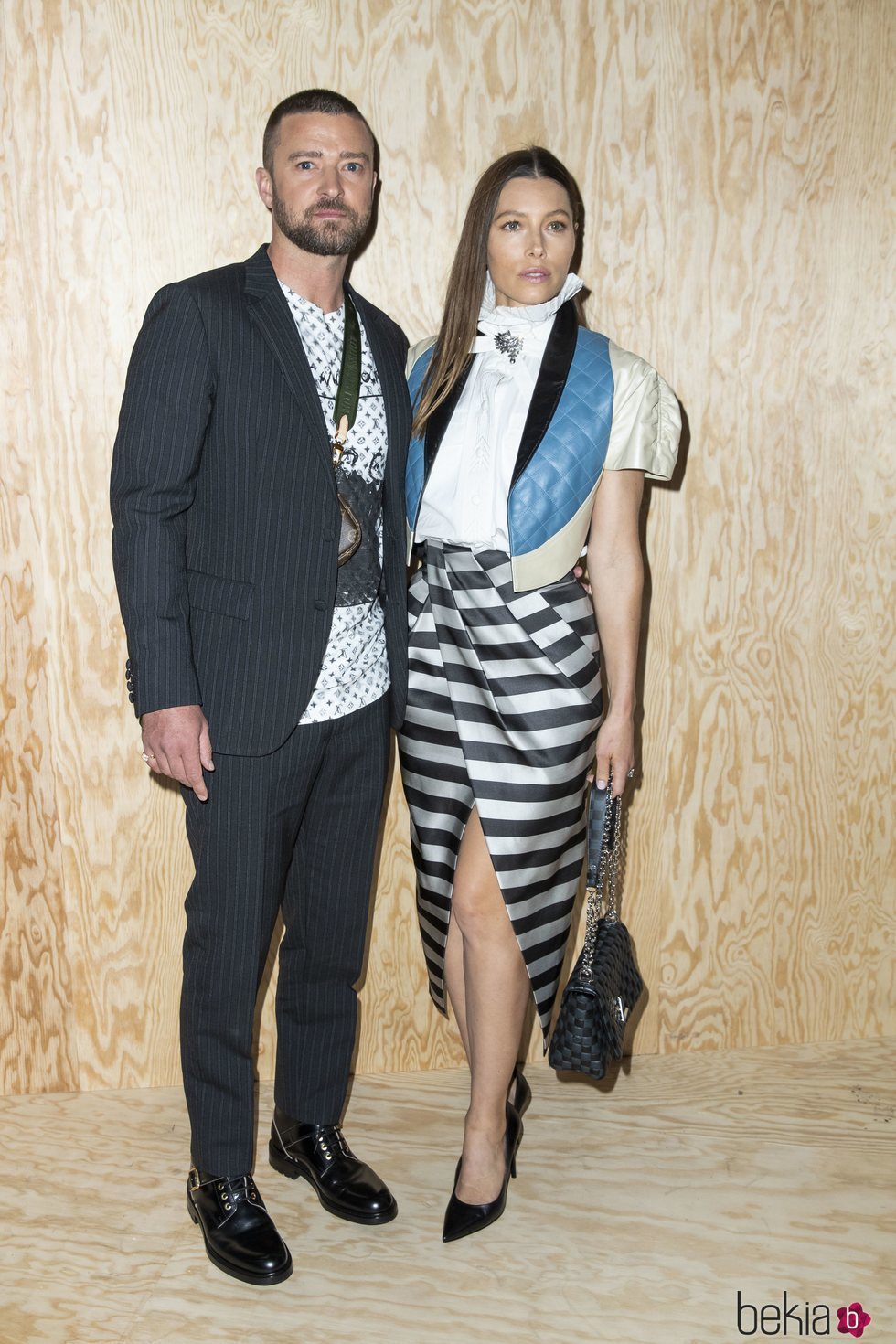 Justin Timberlake y Jessica Biel en el desfile de Louis Vuitton primavera/verano 2020