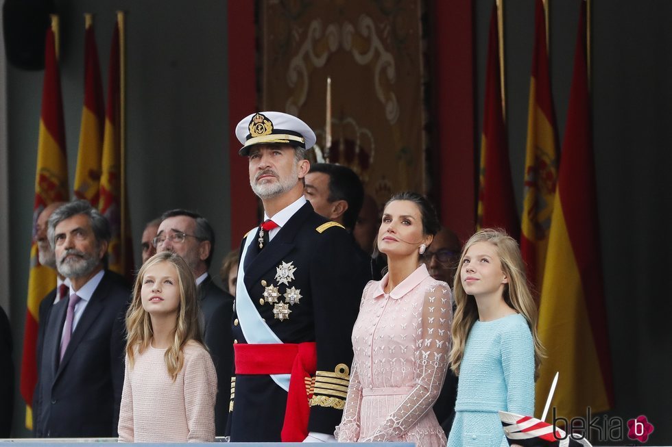 Los Reyes Felipe y Letizia, la Princesa Leonor y la Infanta Sofía en el Día de la Hispanidad 2019