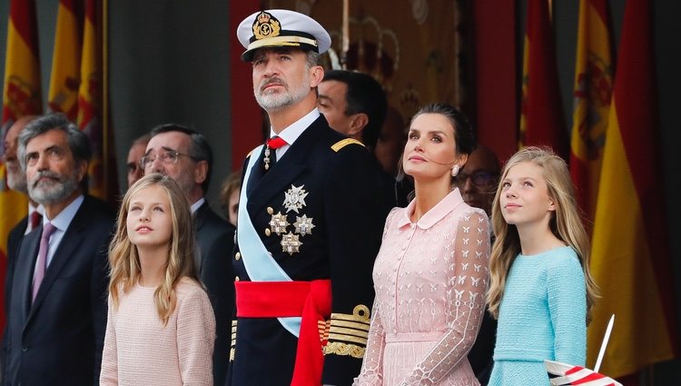 Los Reyes Felipe y Letizia, la Princesa Leonor y la Infanta Sofía en el Día de la Hispanidad 2019