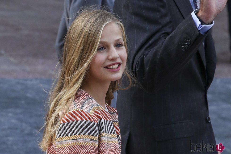 La Princesa Leonor a su llegada durante su primera visita oficial a Oviedo con motivo de los actos de los Premios Princesa de Asturias 2019