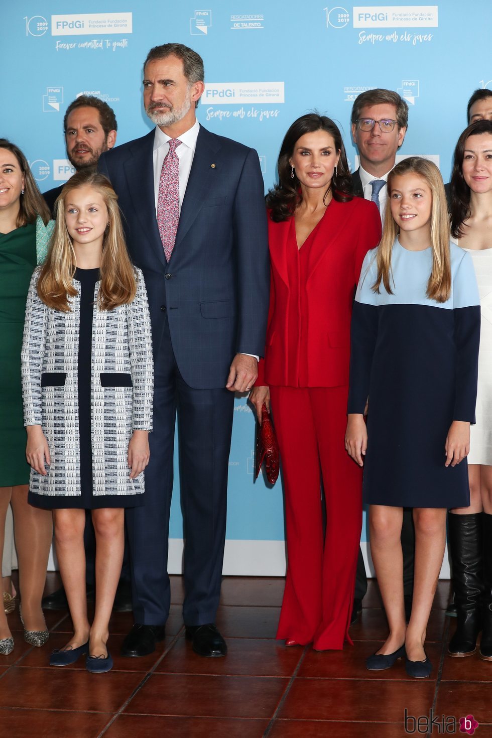 Los Reyes Felipe y Letizia, la Princesa Leonor y la Infanta Sofía en la recepción a los galardonados en los Premios Princesa de Girona 2019