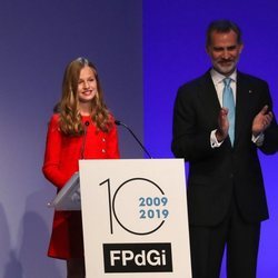 La Princesa Leonor tras pronunciar su primer discurso en los Premios Princesa de Girona 2019