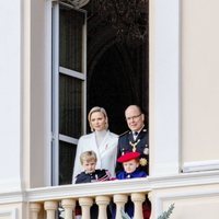 Alberto y Charlene de Mónaco con sus hijos Jacques y Gabriella de Mónaco en el Día Nacional de Mónaco 2019