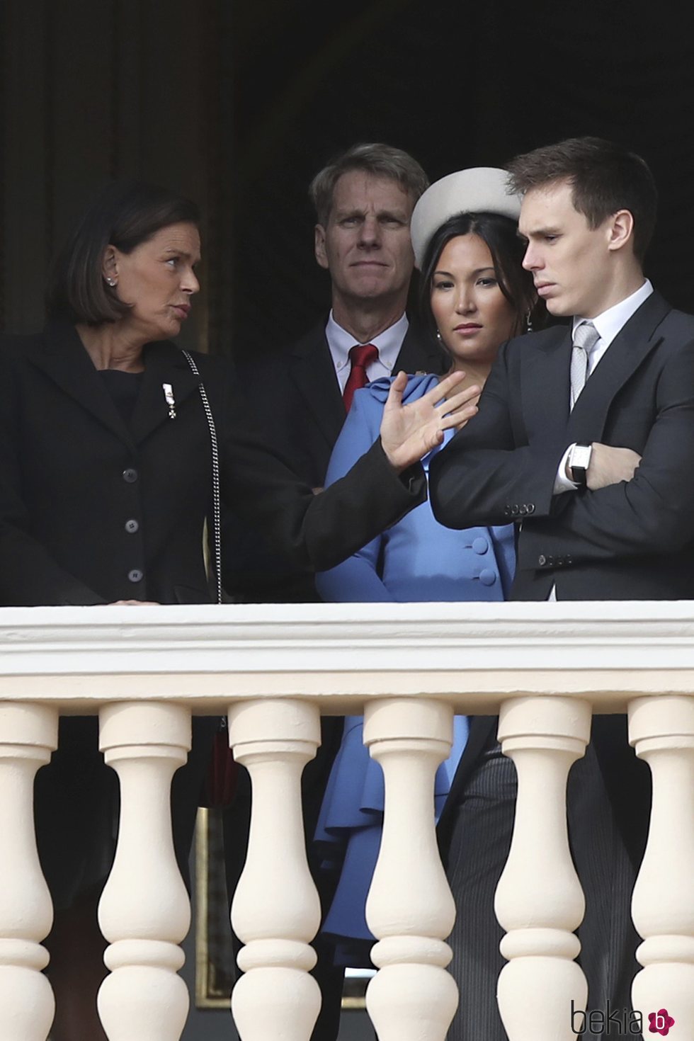 Estefanía de Mónaco con su hijo Louis Ducruet, su nuera Marie Chevallier, y su primo John Kelly en el Día Nacional de Mónaco 2