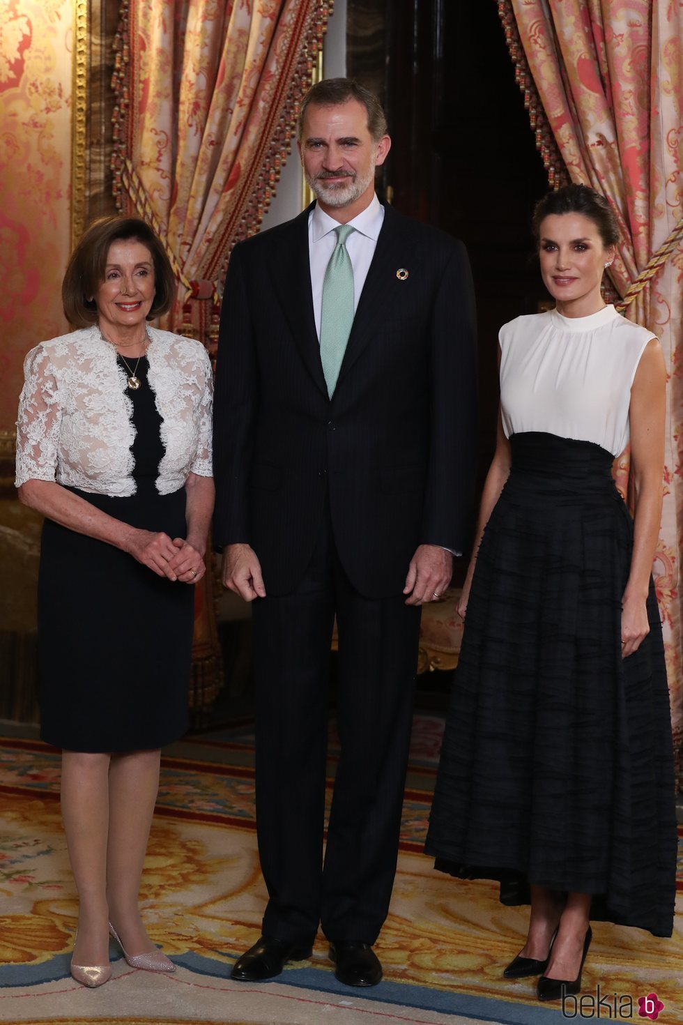 Los Reyes Felipe y Letizia con Nancy Pelosi en la recepción por la Conferencia sobre el Cambio Climático