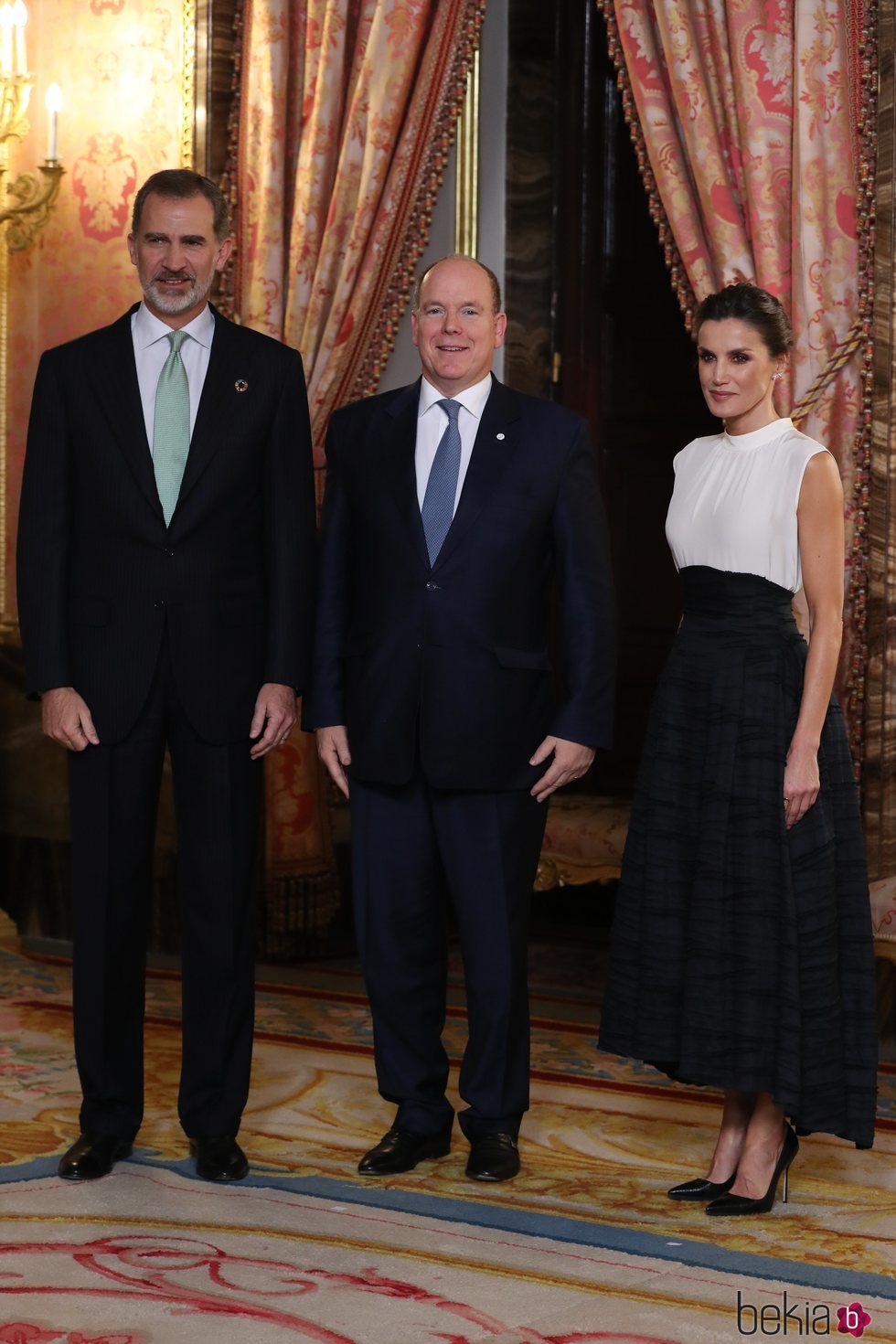 Los Reyes Felipe y Letizia y Alberto de Mónaco en la recepción por la Conferencia sobre el Cambio Climático