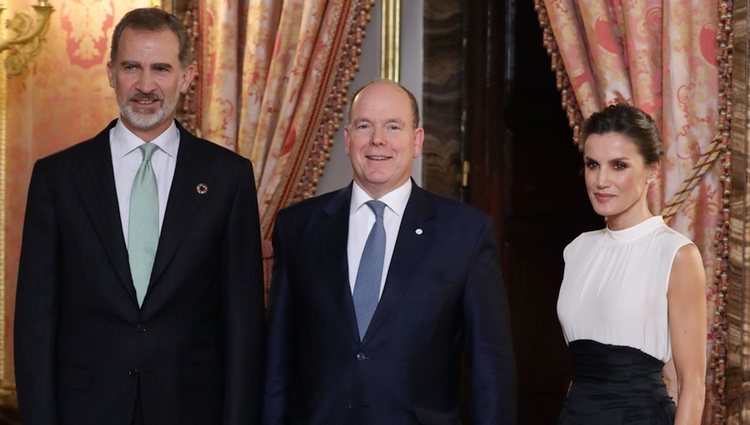 Los Reyes Felipe y Letizia y Alberto de Mónaco en la recepción por la Conferencia sobre el Cambio Climático