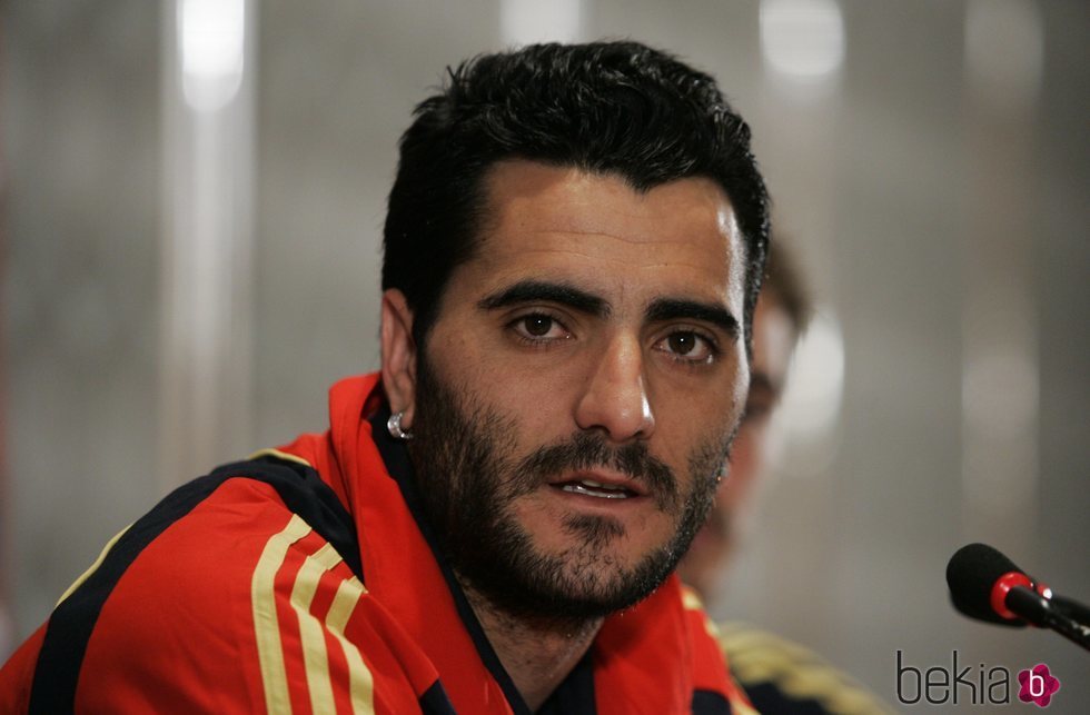 Dani Güiza durante una rueda de prensa de la Selección Española