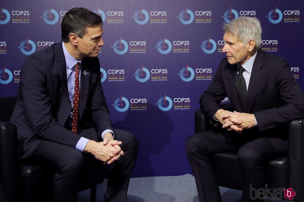 Harrinson Ford y Pedro Sánchez en la Cumbre del Clima de Madrid 2019