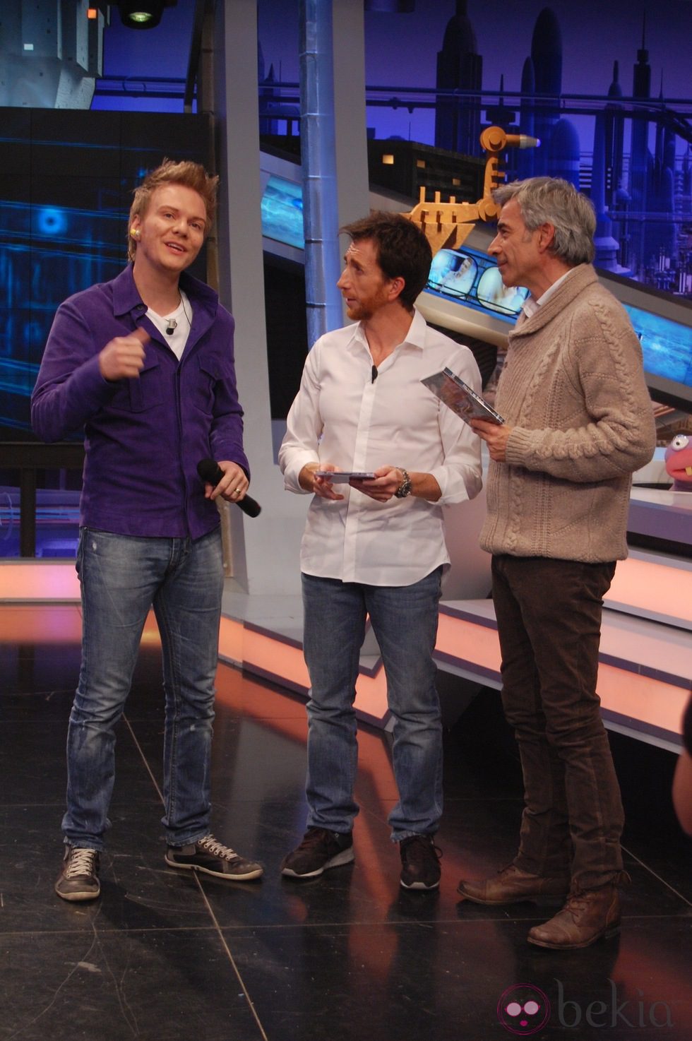 Michel Teló, Imanol Arias y Pablo Motos en 'El Hormiguero'