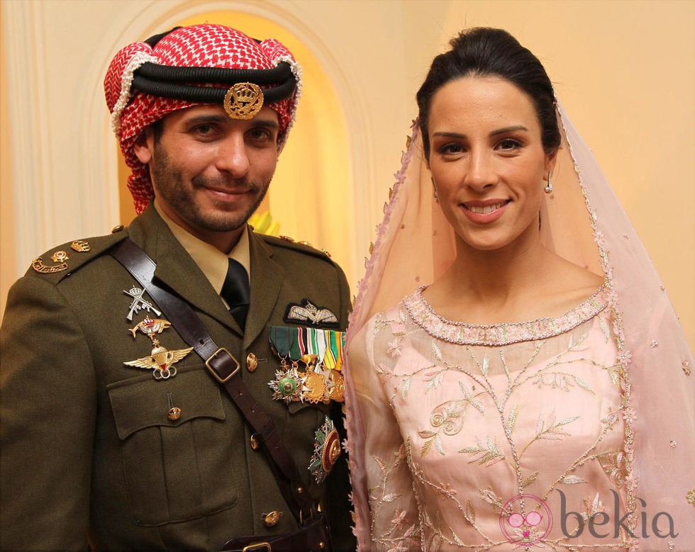 Los Príncipes Hamzah y Basma de Jordania en su boda