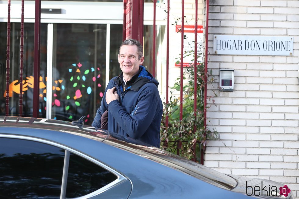 Iñaki Urdangarin llegando al Hogar Don Orione antes de su primer permiso carcelario