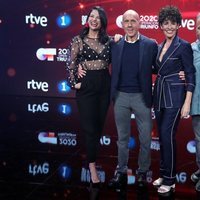 Natalia Jiménez, Javier Llanos, Portu y Nina en la presentación de 'OT 2020'