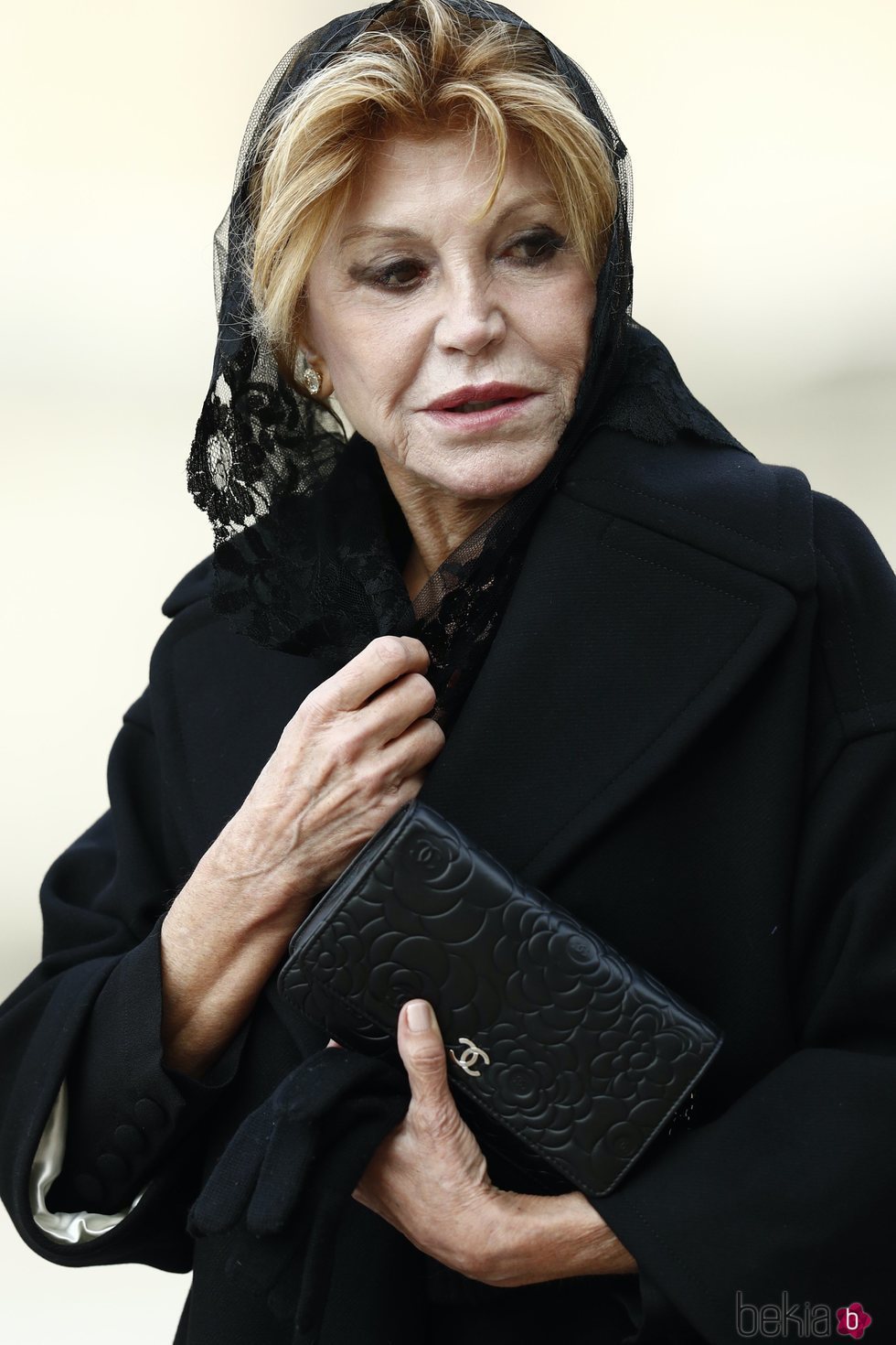 La Baronesa Thyssen en el funeral de la Infanta Pilar en El Escorial