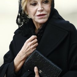 La Baronesa Thyssen en el funeral de la Infanta Pilar en El Escorial