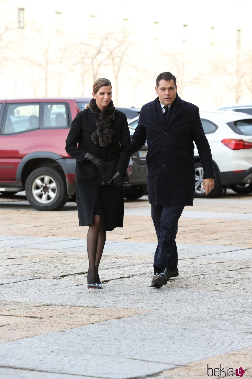 Luis Alfonso de Borbón y Margarita Vargas en el funeral de la Infanta Pilar en El Escorial