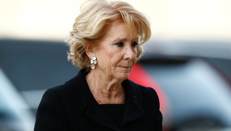 Esperanza Aguirre en el funeral de la Infanta Pilar en El Escorial