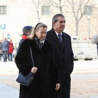 Cristina Borbón dos Sicilias y Pedro López Quesada en el funeral de la Infanta Pilar en El Escorial