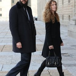 Borja Thyssen y Blanca Cuesta en el funeral de la Infanta Pilar en El Escorial