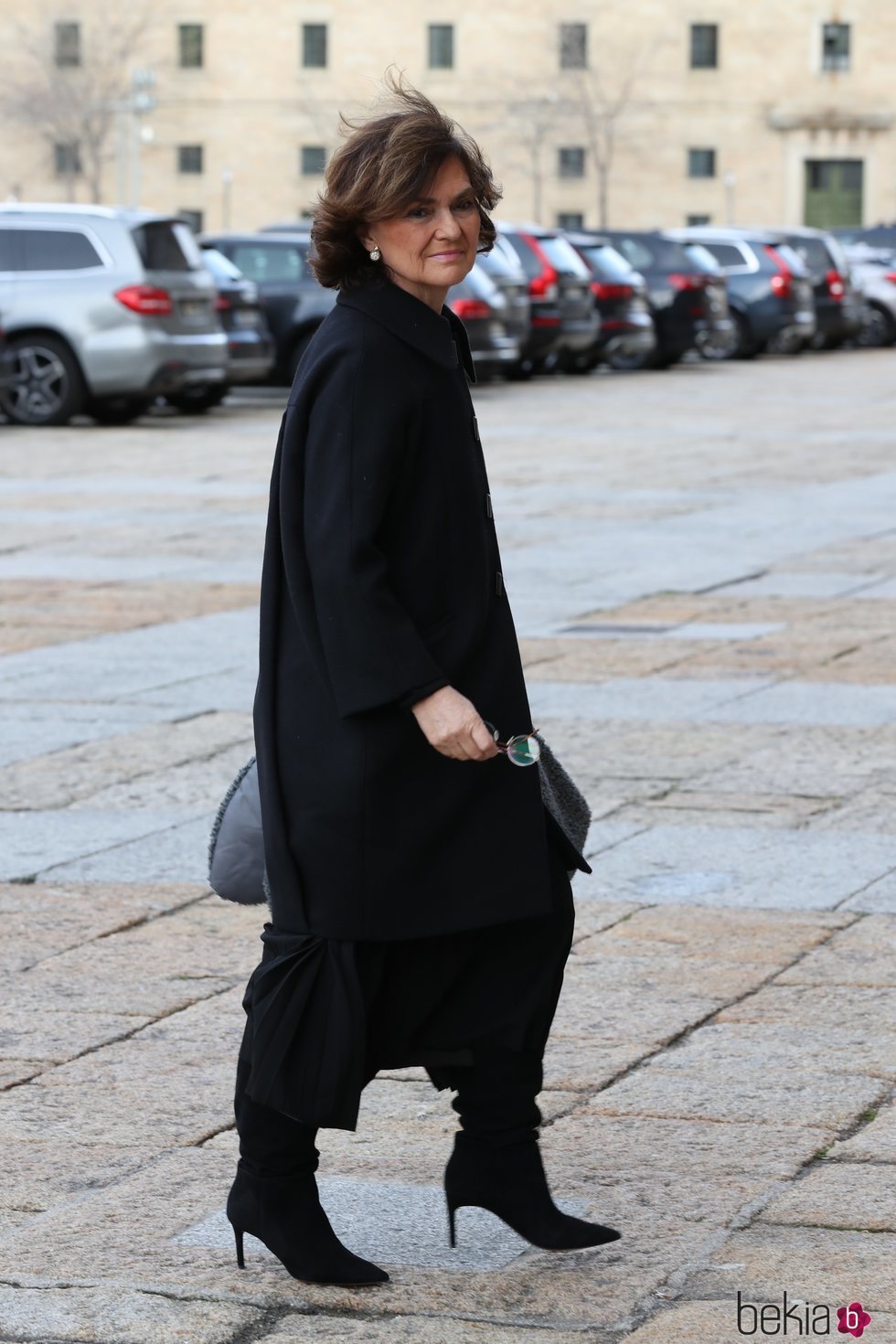 Carmen Calvo en el funeral de la Infanta Pilar en El Escorial