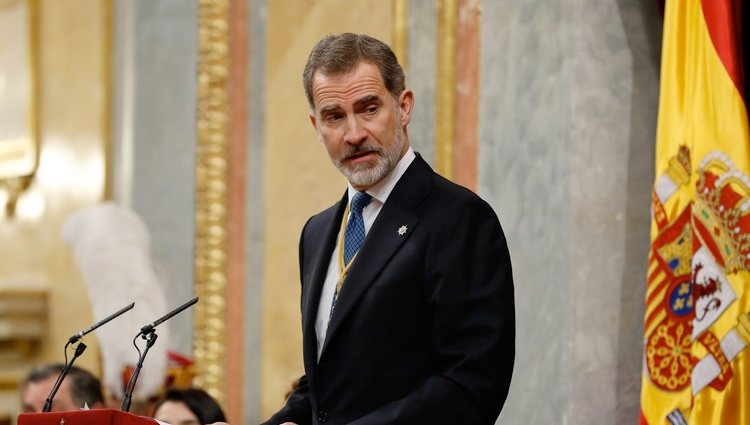 El Rey Felipe VI durante su discurso en la Apertura de la XIV Legislatura