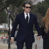 Julián Porras y Olivia de Borbón en la capilla ardiente de Cristina de Borbón