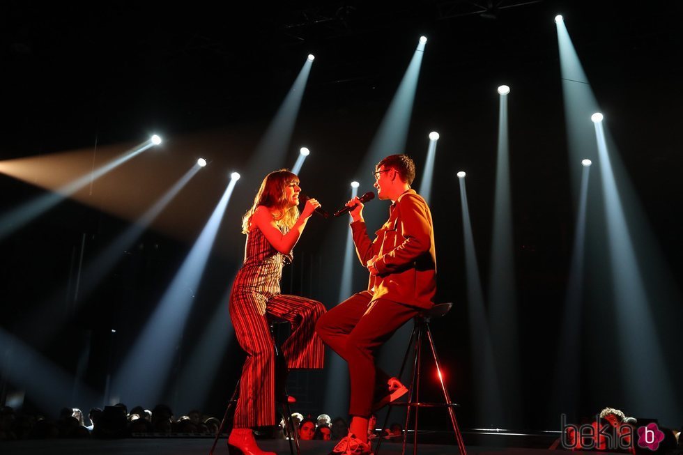 Maialen y Flavio durante su actuación en la Gala 5 de 'OT 2020'