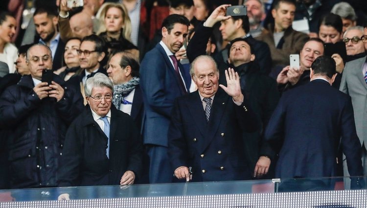 El Rey Juan Carlos en el partido Atlético de Madrid-Liverpool de la Champions 2020