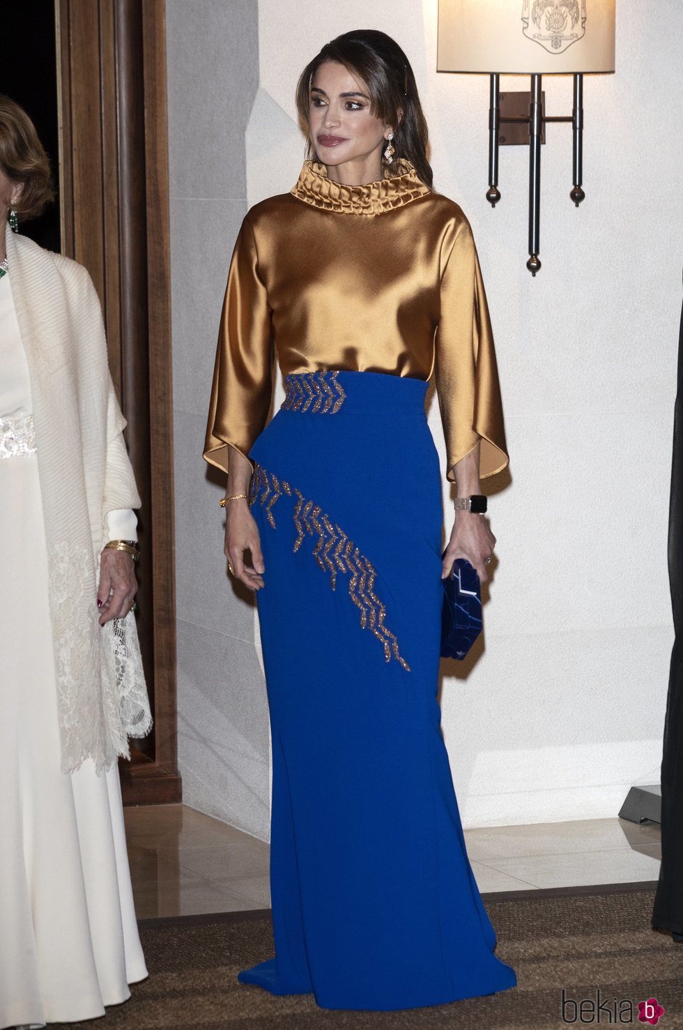 Rania de Jordania en la cena de gala por la Visita de Estado de los Reyes Harald y Sonia de Noruega a Jordania