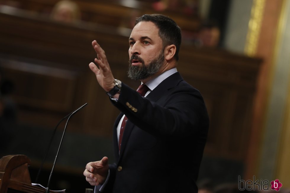 Santiago Abascal durante una intervención en el Congreso