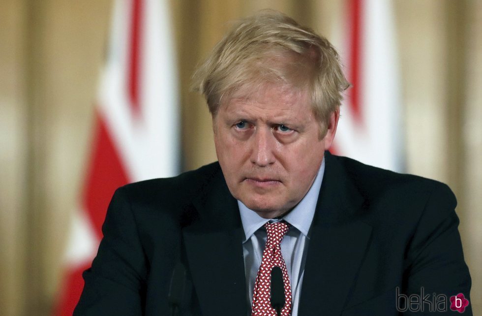 Boris Johnson durante una conferencia sobre el Covid-19