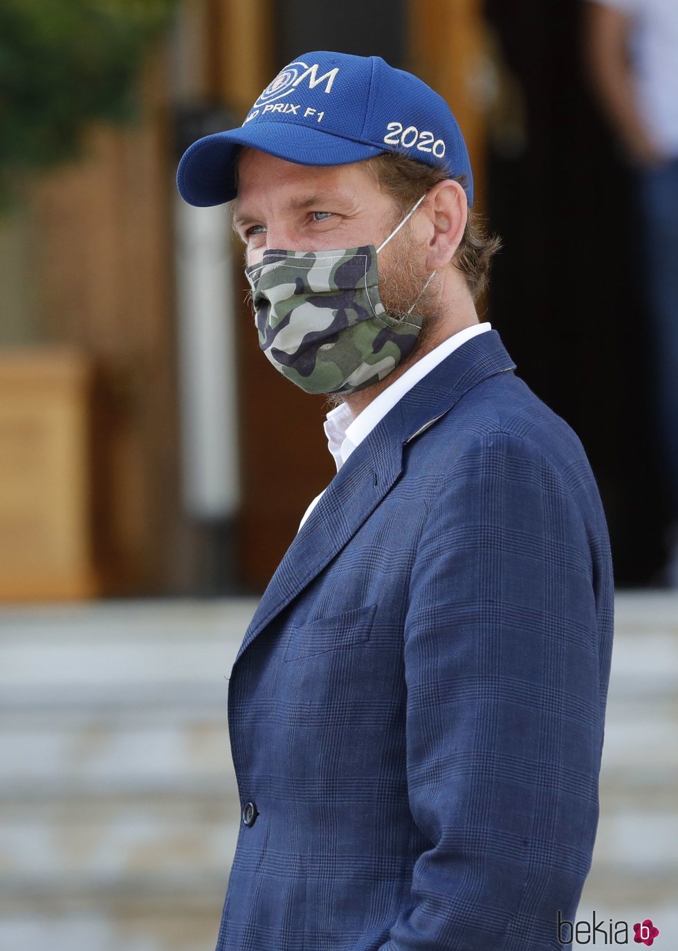 Andrea Casiraghi con mascarilla en Mónaco