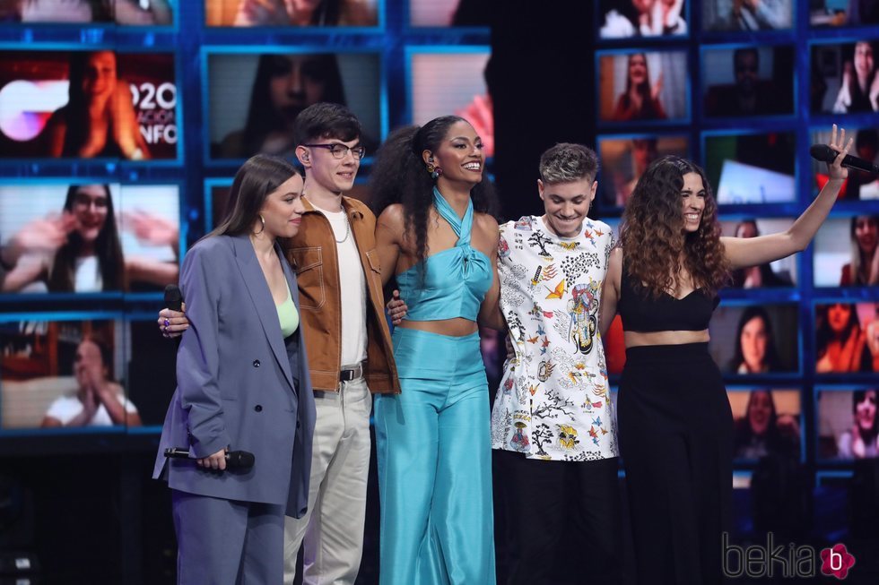 Eva, Flavio, Nía, Hugo y Anaju, finalista de 'OT 2020', en la gran final