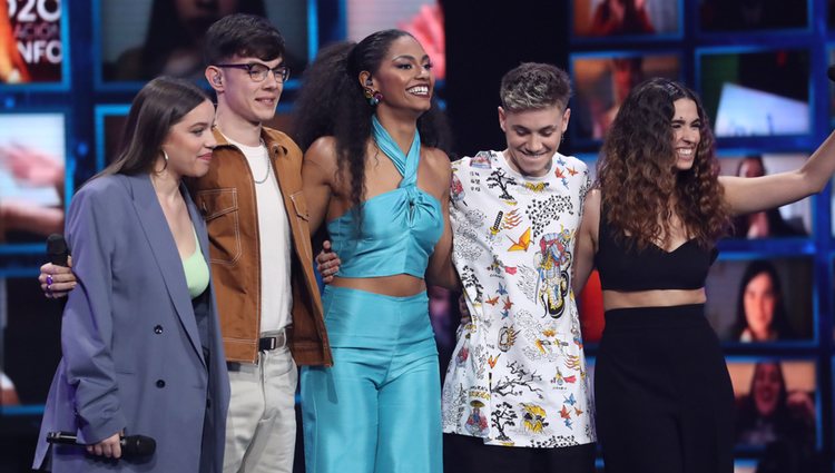 Eva, Flavio, Nía, Hugo y Anaju, finalista de 'OT 2020', en la gran final