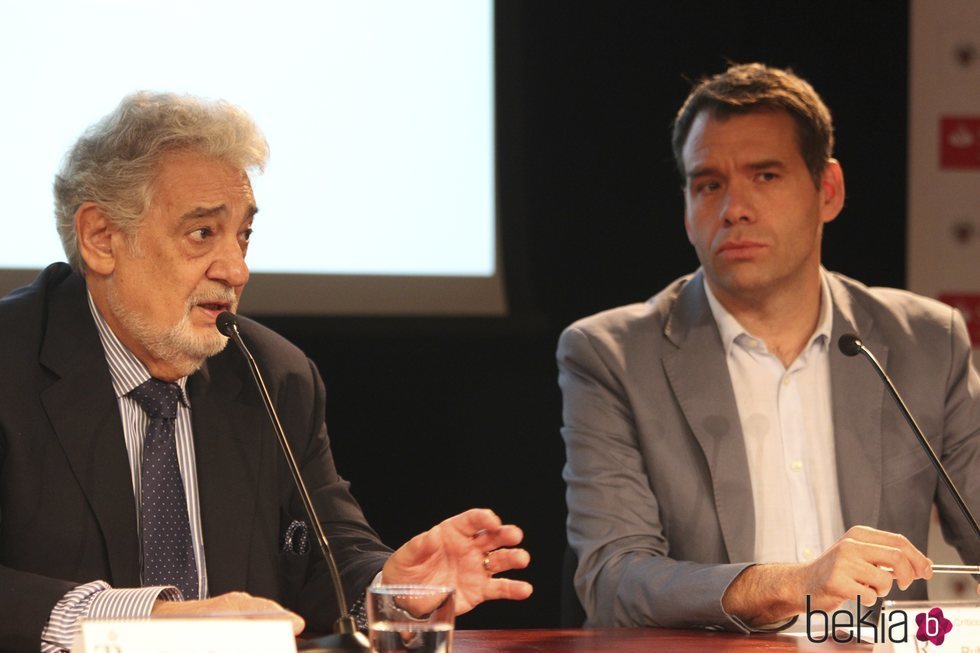 Plácido Domingo y Rubén Amón durante unos cursos de verano en el Teatro Real en 2016