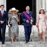 Los Reyes Felipe y Matilde de Bélgica con sus hijos el Día Nacional de Bélgica 2020