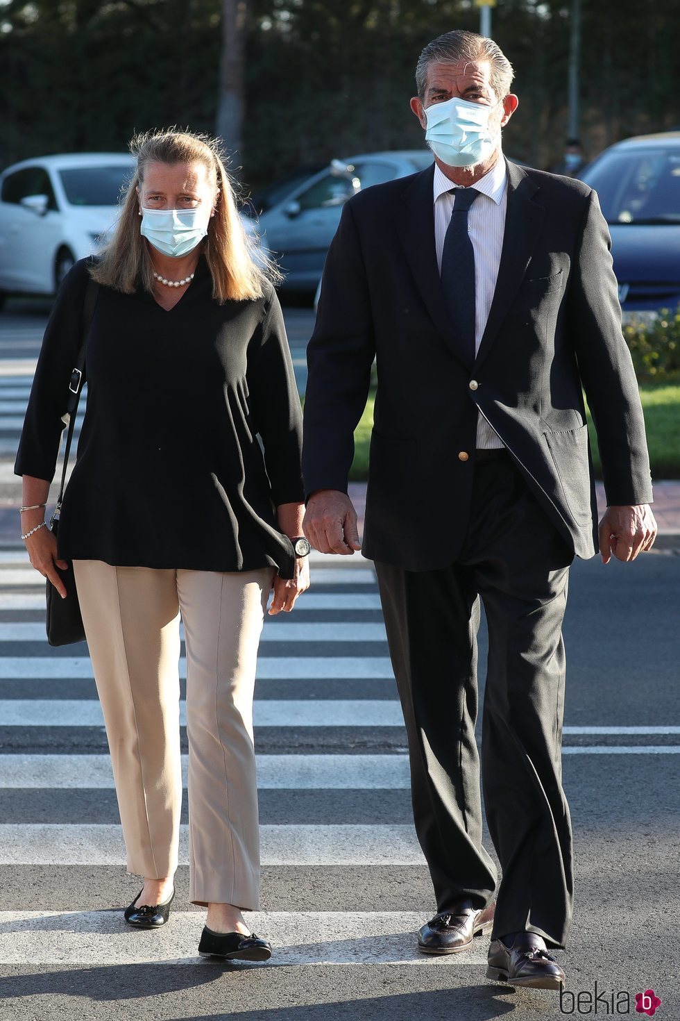 Cristina de Borbón-Dos Sicilias y su marido, Pedro López-Quesada en el velatorio de Jaime Carvajal