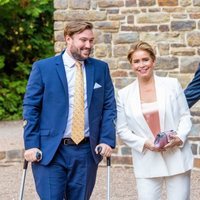 Enrique y María de Teresa de Luxemburgo y su hijo Sebastián de Luxemburgo en el bautizo de Carlos de Luxemburgo