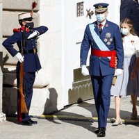 Los Reyes Felipe y Letizia, la Princesa Leonor y la Infanta Sofía a su llegada a los actos del Día de la Hispanidad 2020