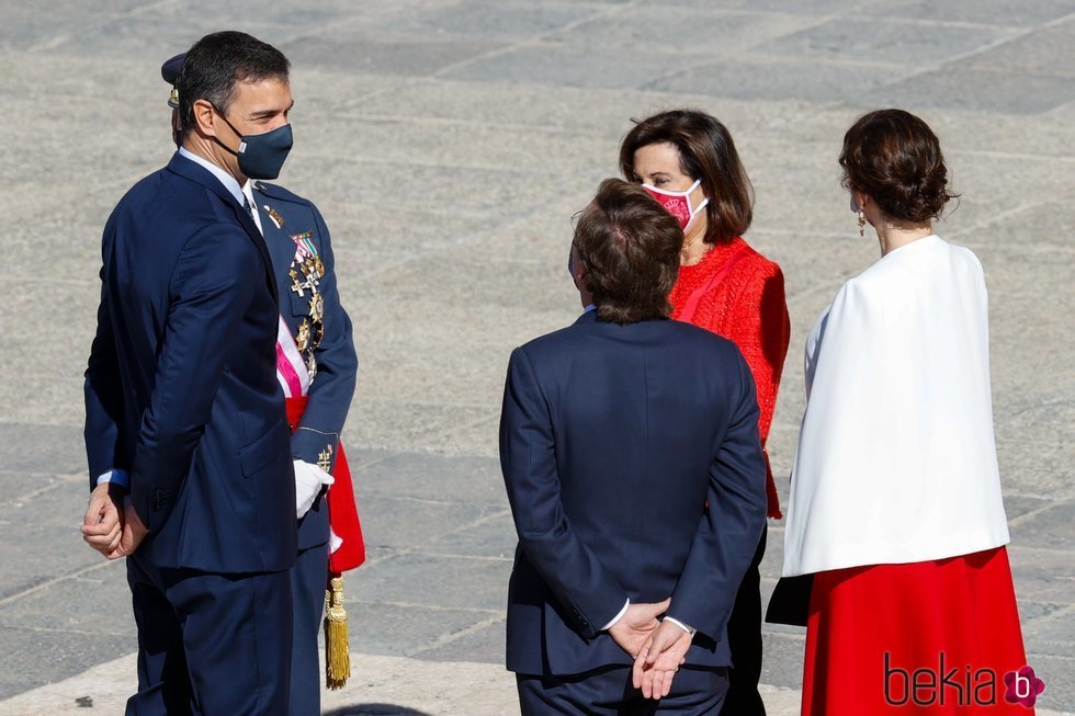 Pedro Sánchez, Margarita Robles, Isabel Díaz Ayuso y José Luis Martínez-Almeida en el Día de la Hispanidad 2020