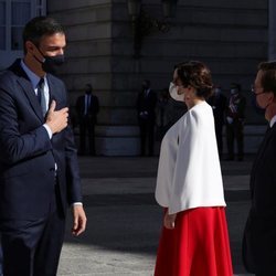 Pedro Sánchez, Isabel Díaz Ayuso y José Luis Martínez-Almeida en el Día de la Hispanidad 2020