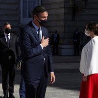 Pedro Sánchez, Isabel Díaz Ayuso y José Luis Martínez-Almeida en el Día de la Hispanidad 2020