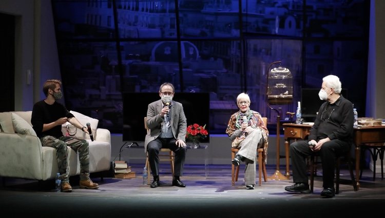 Manuel Martínez Velasco, Jesús Cimarro, Concha Velasco y José Carlos Plaza en la presentación de 'La habitación de María'