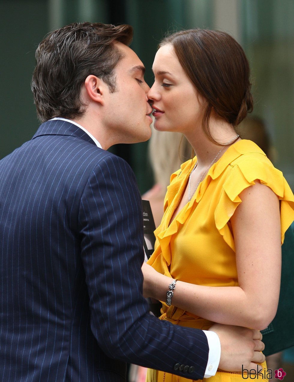 Leighton Meester y Ed Westwick rodando 'Gossip Girl' hace años