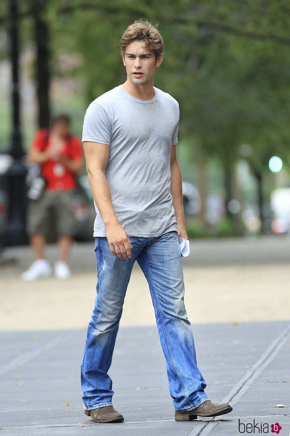 Chace Crawford en el rodaje de 'Gossip girl' hace años