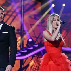 Álex Casademunt y Nerea Rodríguez en la gala de Navidad de 'OT 2017'