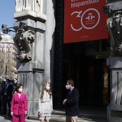 La Princesa Leonor con Carmen Calvo y Luis García Montero en su primer acto oficial en solitario