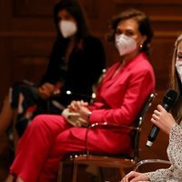 La Princesa Leonor durante su intervención en su primer acto oficial en solitario en el Cervantes