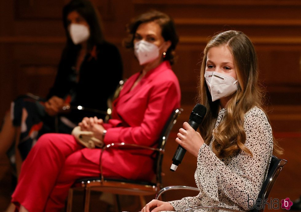 La Princesa Leonor durante su intervención en su primer acto oficial en solitario en el Cervantes