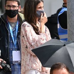 Sandra Gago disfrutando de un partido de Feliciano López en Marbella